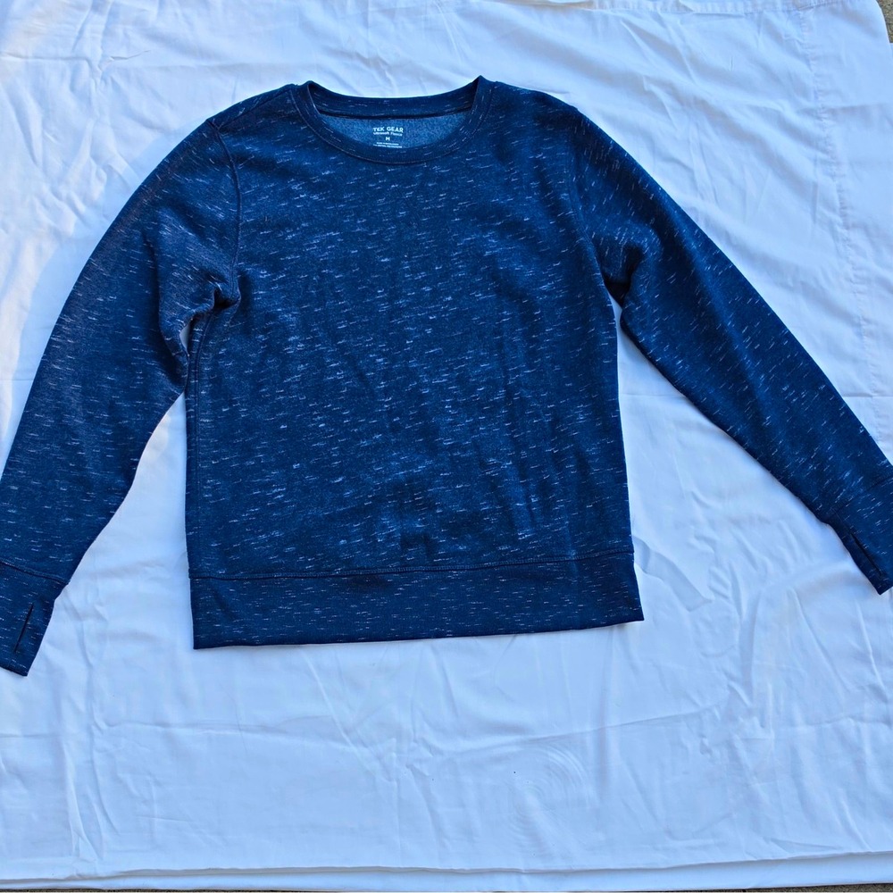 TEK GEAR Ultrasoft Fleece Men's Blue Heathered Crewneck Pullover M #246